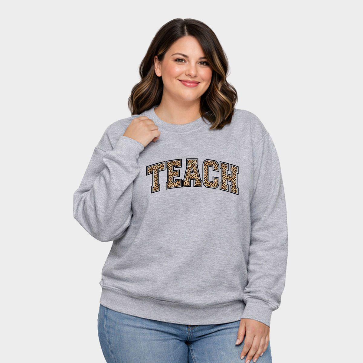 Teach Leopard Arched - Women's Plus Sweatshirt