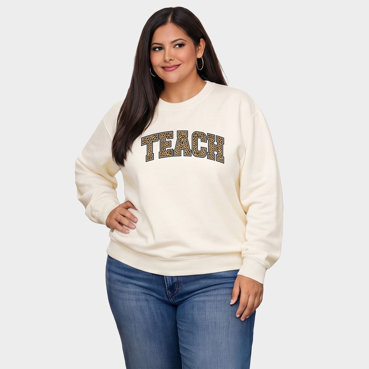 Teach Leopard Arched - Women's Plus Sweatshirt