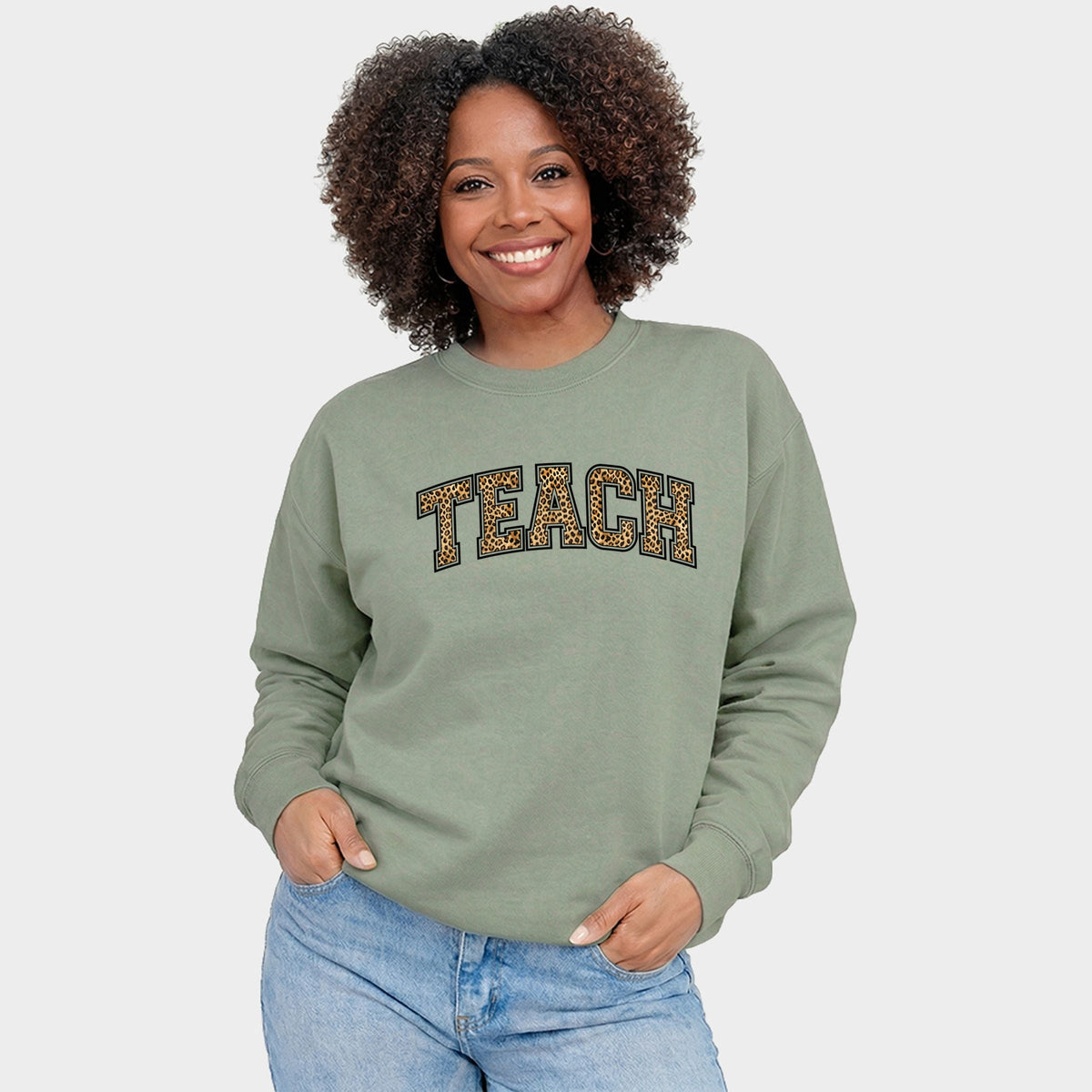 Teach Leopard Arched - Women's Graphic Sweatshirt