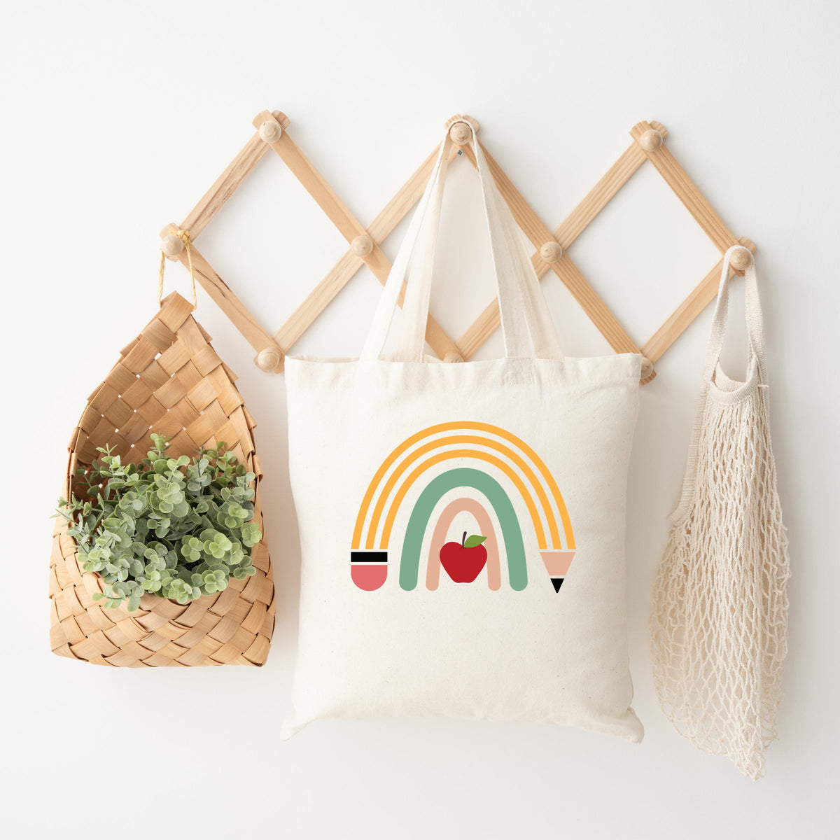 Teacher Pencil Rainbow - Canvas Tote