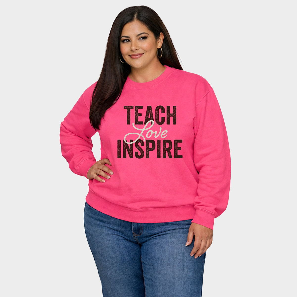 Teach Love Inspire Brown -  Women's Plus Sweatshirt