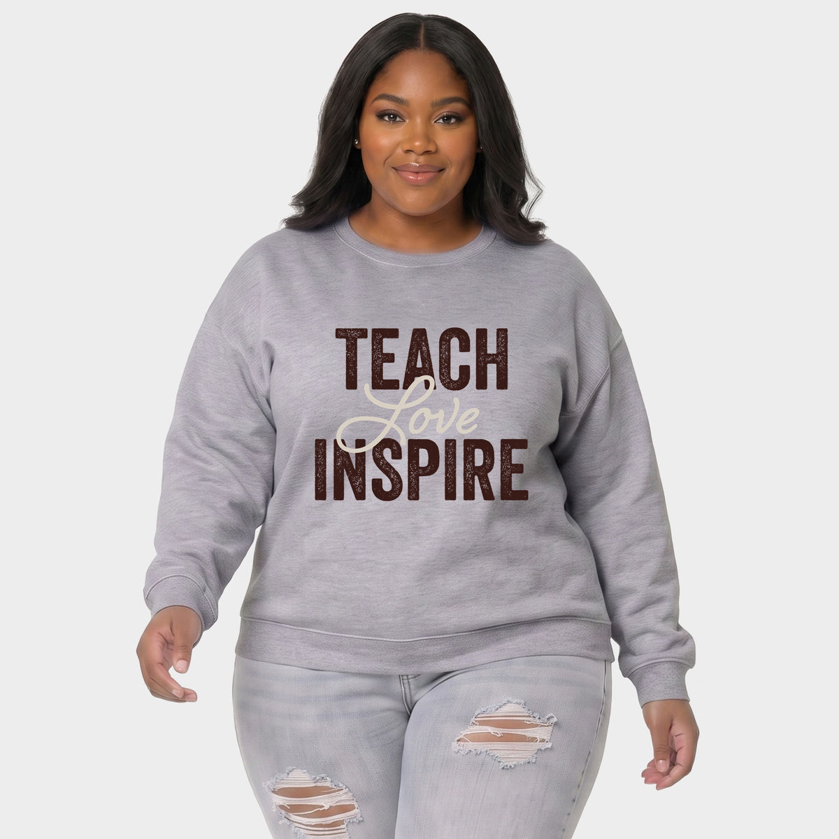 Teach Love Inspire Brown -  Women's Plus Sweatshirt
