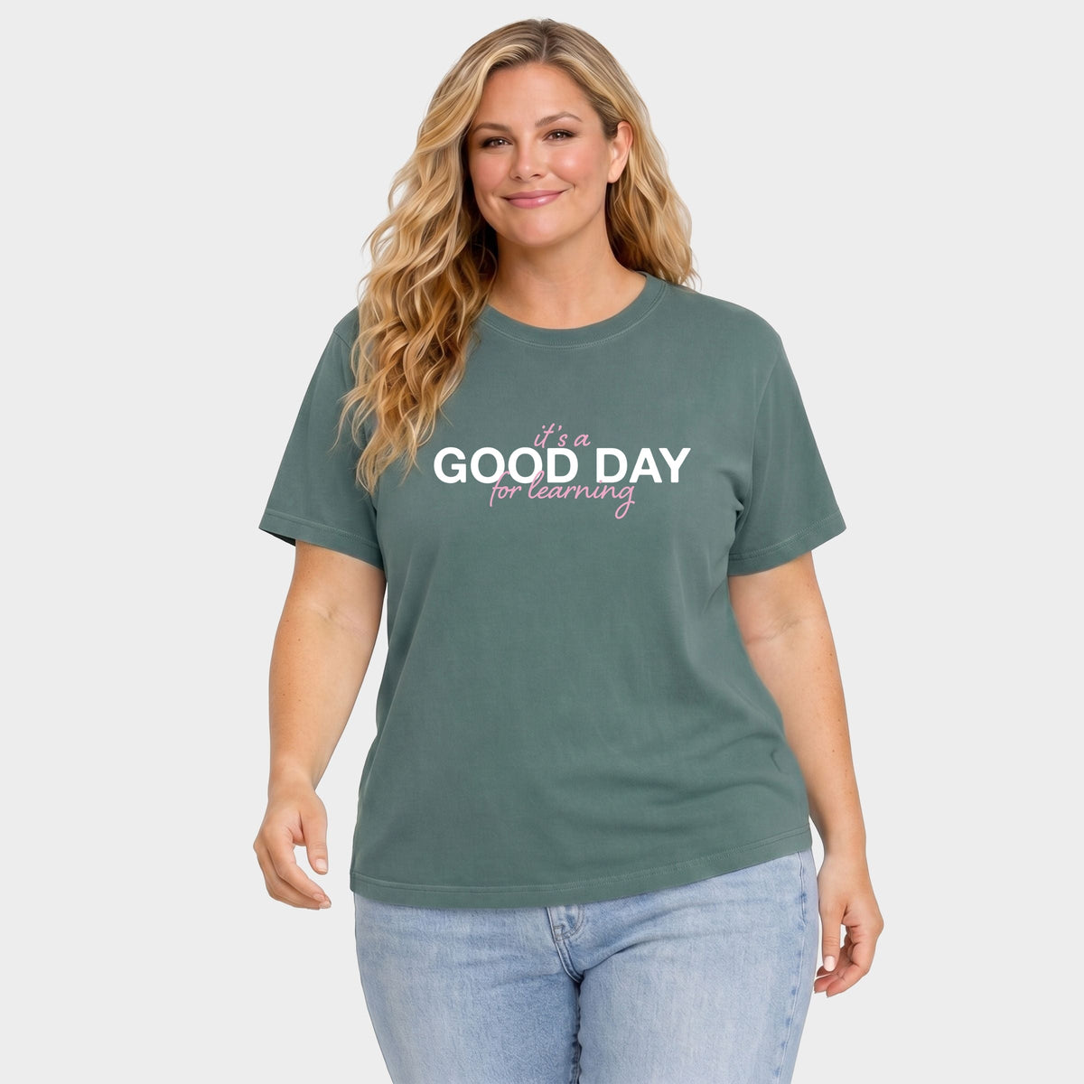 It's A Good Day For Learning Pink - Women's Plus Garment Dyed Tee