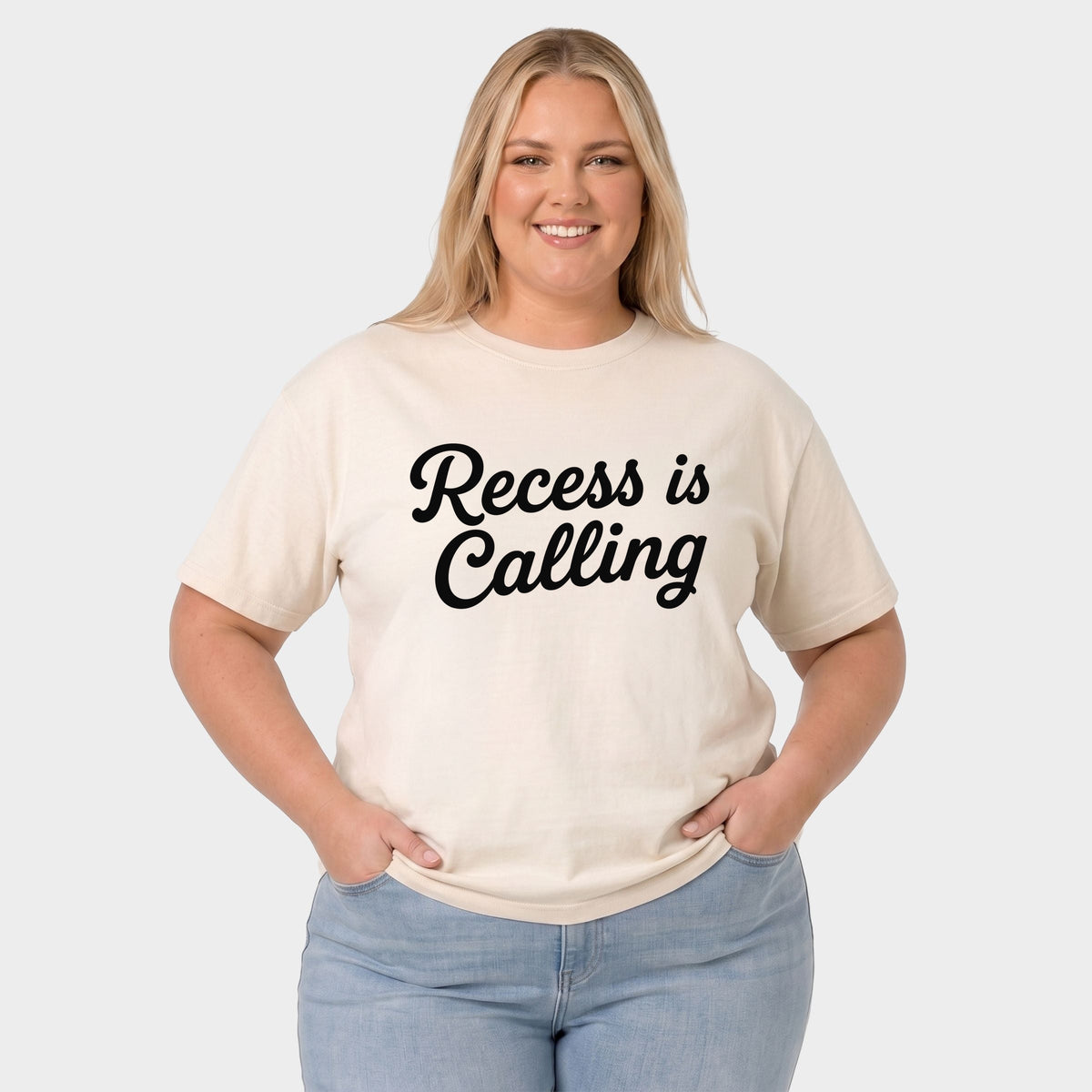 Recess Is Calling - Women's Plus Garment Dyed Tee