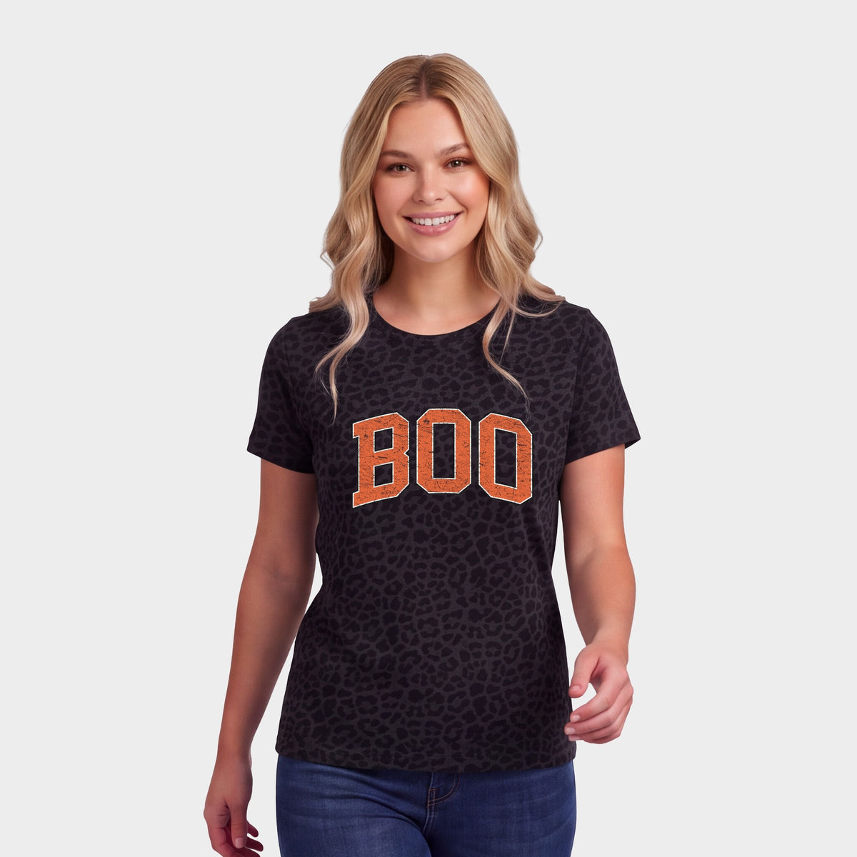 Boo Varsity - Women's Leopard Print Tee