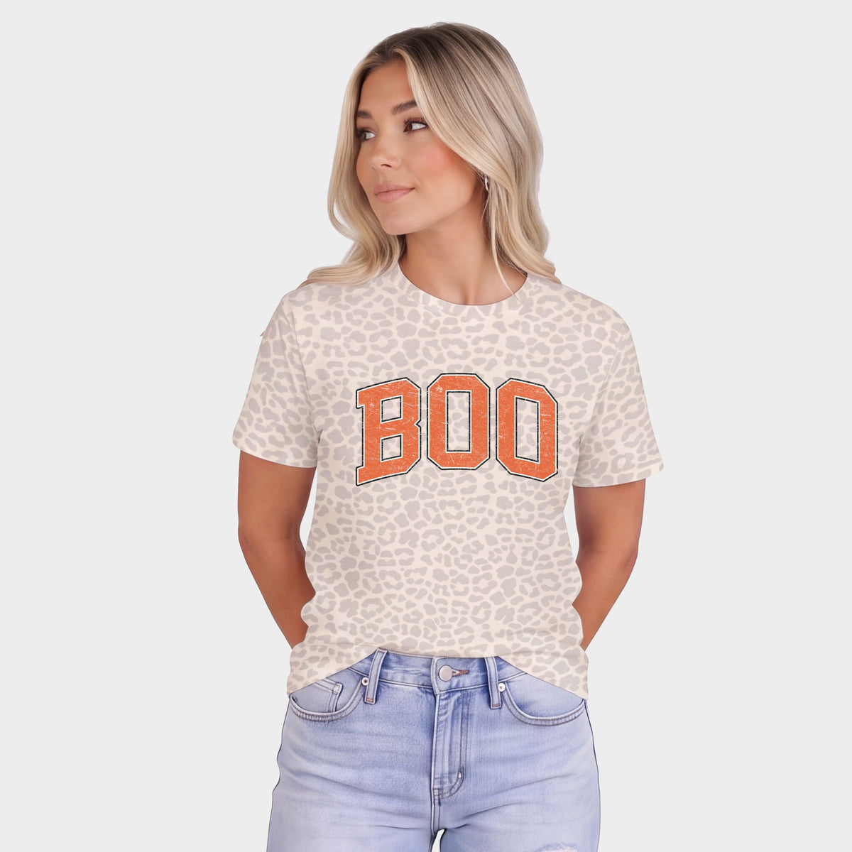 Boo Varsity - Women's Leopard Print Tee