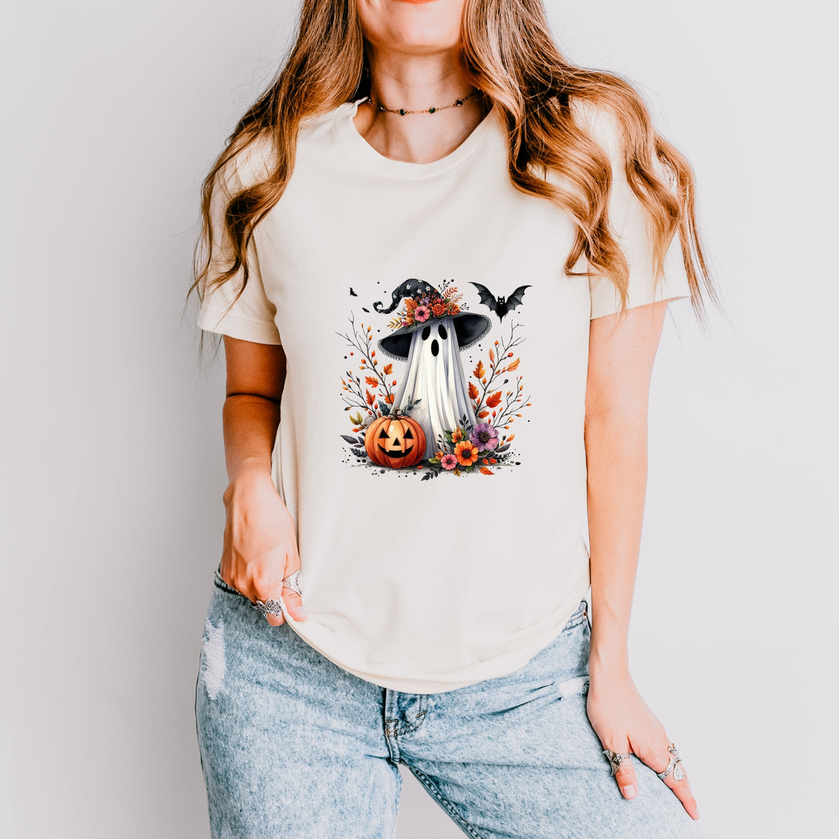 Spooky Ghost Black Hat - Women's Short Sleeve Graphic T-Shirt
