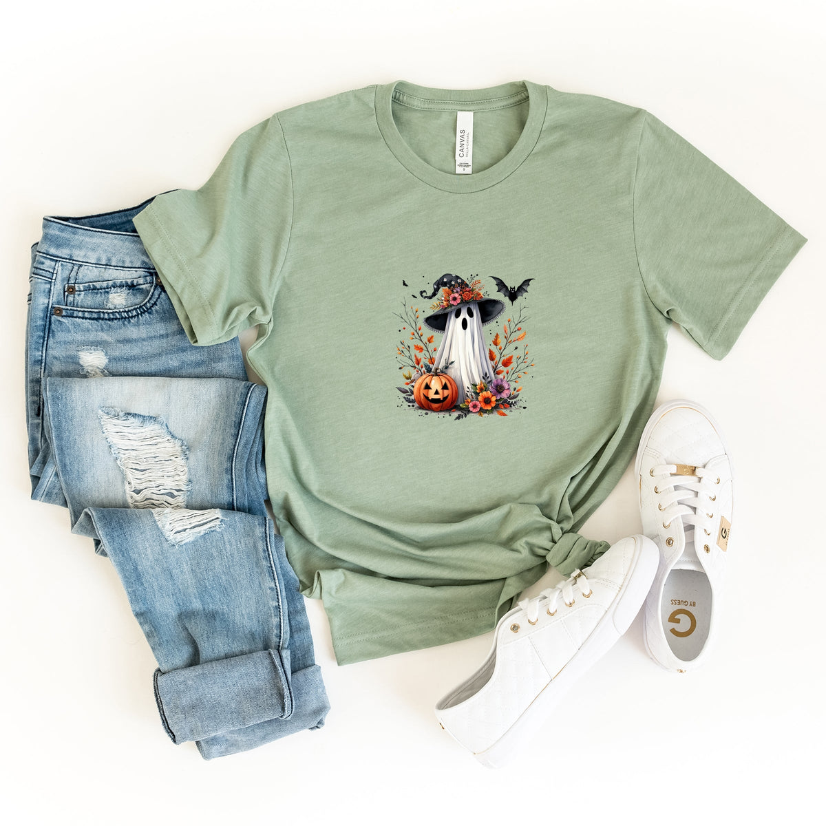 Spooky Ghost Black Hat - Women's Short Sleeve Graphic T-Shirt