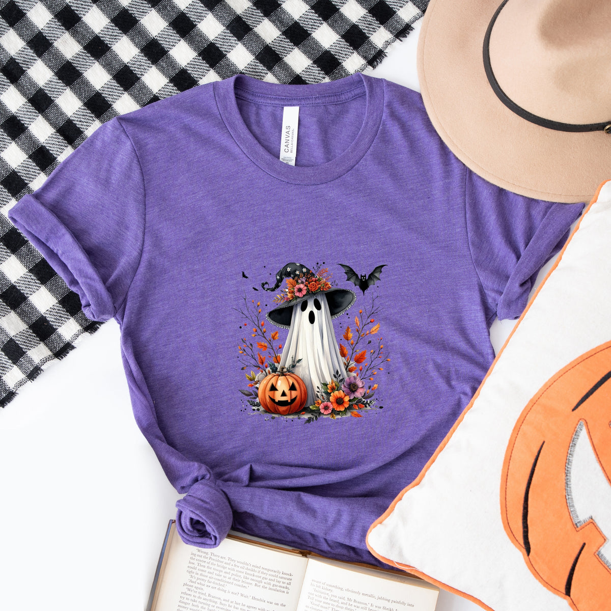 Spooky Ghost Black Hat - Women's Short Sleeve Graphic T-Shirt