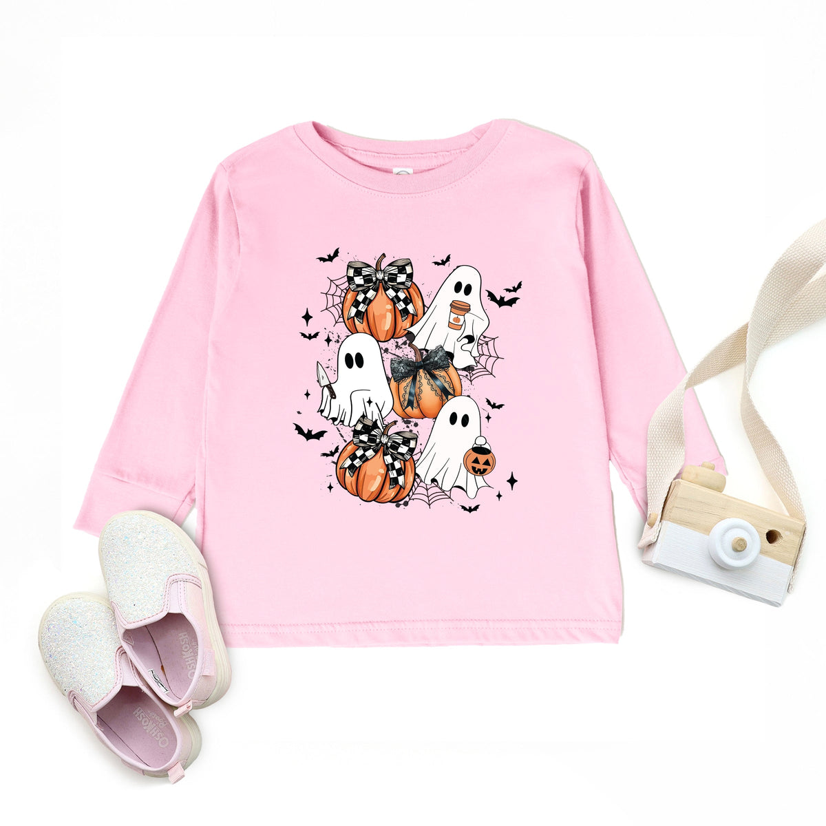 Coquette Ghost Collage - Toddler Long Sleeve Graphic Tee