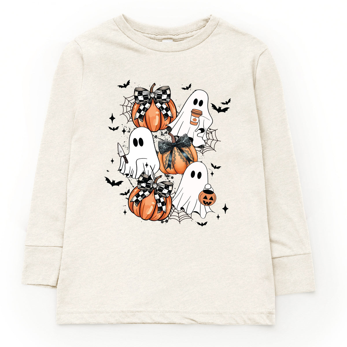 Coquette Ghost Collage - Youth Long Sleeve Graphic T-Shirt