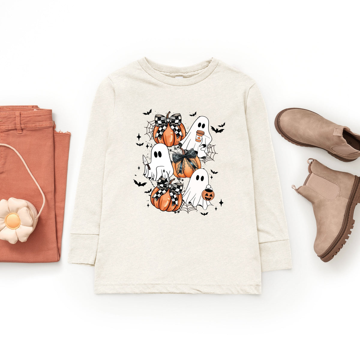 Coquette Ghost Collage - Youth Long Sleeve Graphic T-Shirt