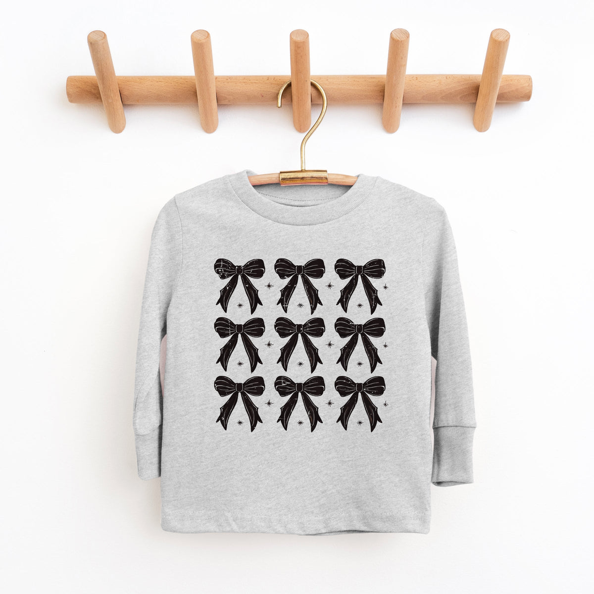 Coquette Black Bows Collage Distressed - Youth Long Sleeve Graphic T-Shirt