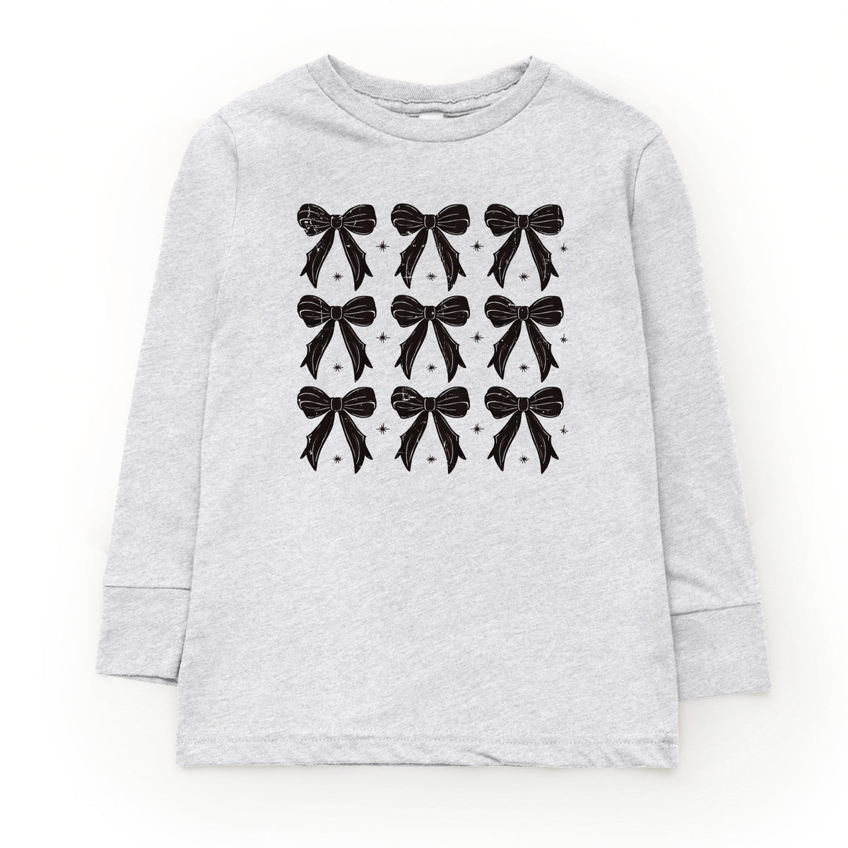 Coquette Black Bows Collage Distressed - Youth Long Sleeve Graphic T-Shirt
