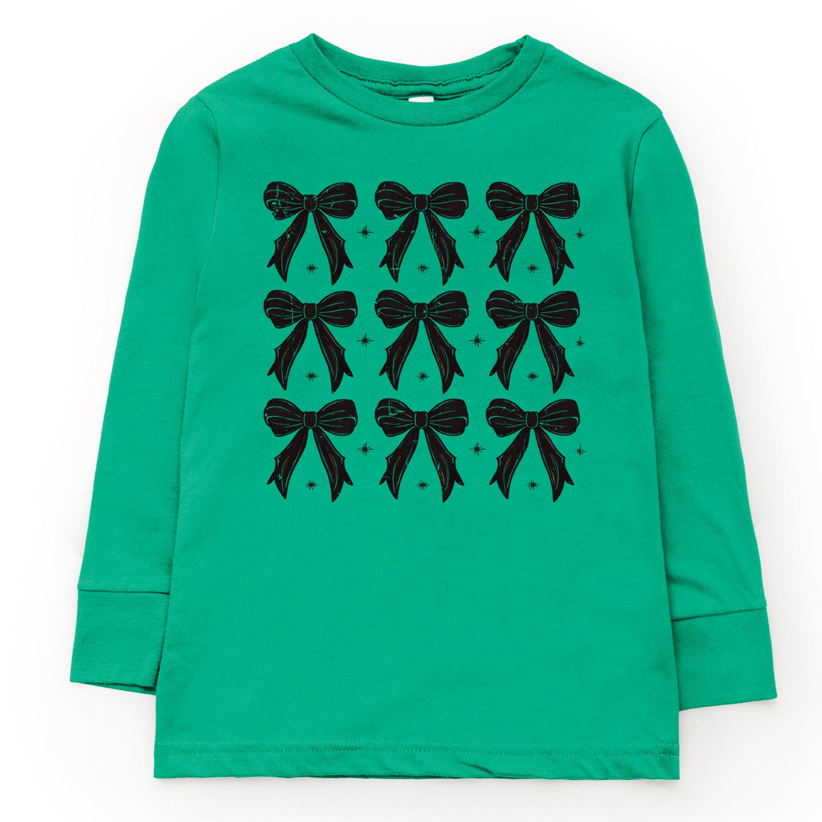 Coquette Black Bows Collage Distressed - Youth Long Sleeve Graphic T-Shirt