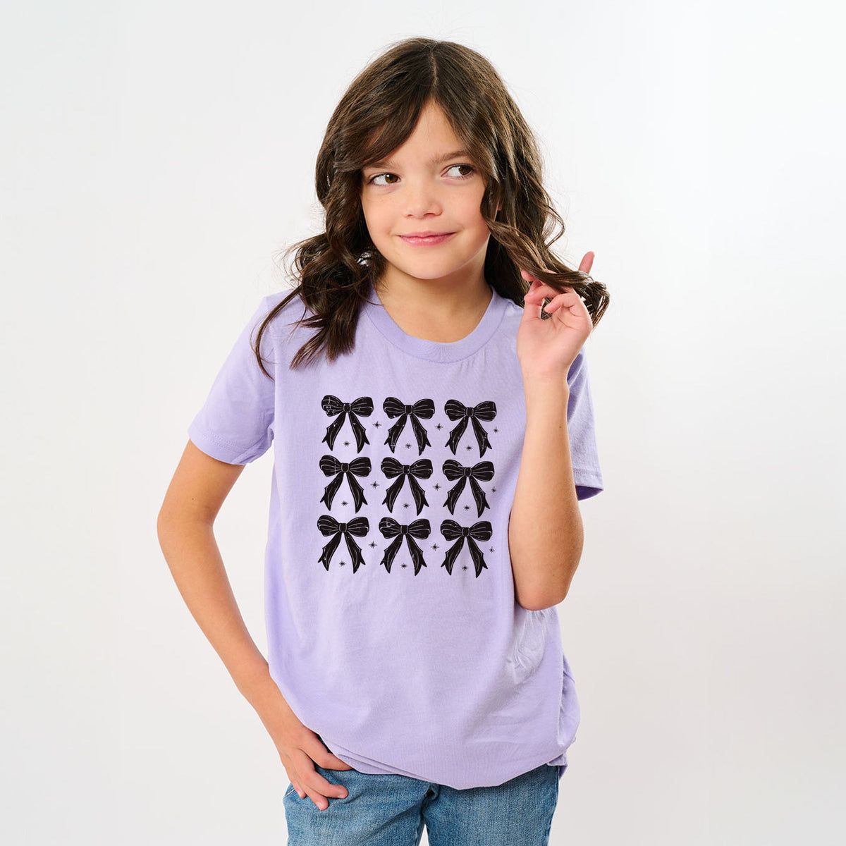 Coquette Black Bows Collage Distressed - Youth Short Sleeve Graphic T-Shirt