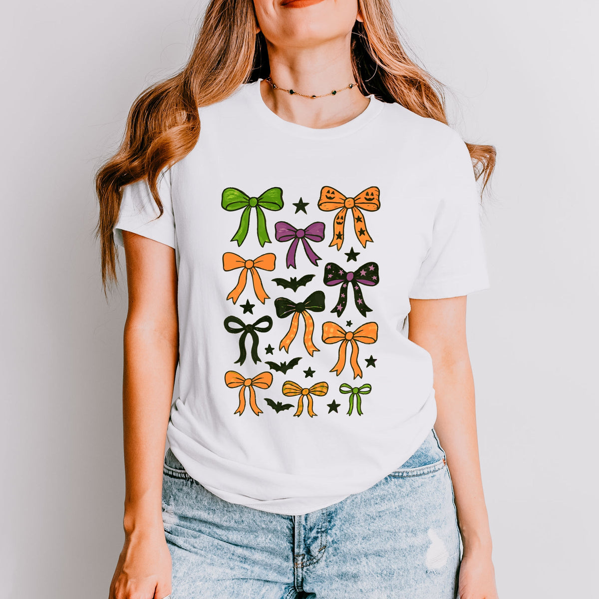 Coquette Colorful Halloween Bows - Women's Short Sleeve Graphic T-Shirt