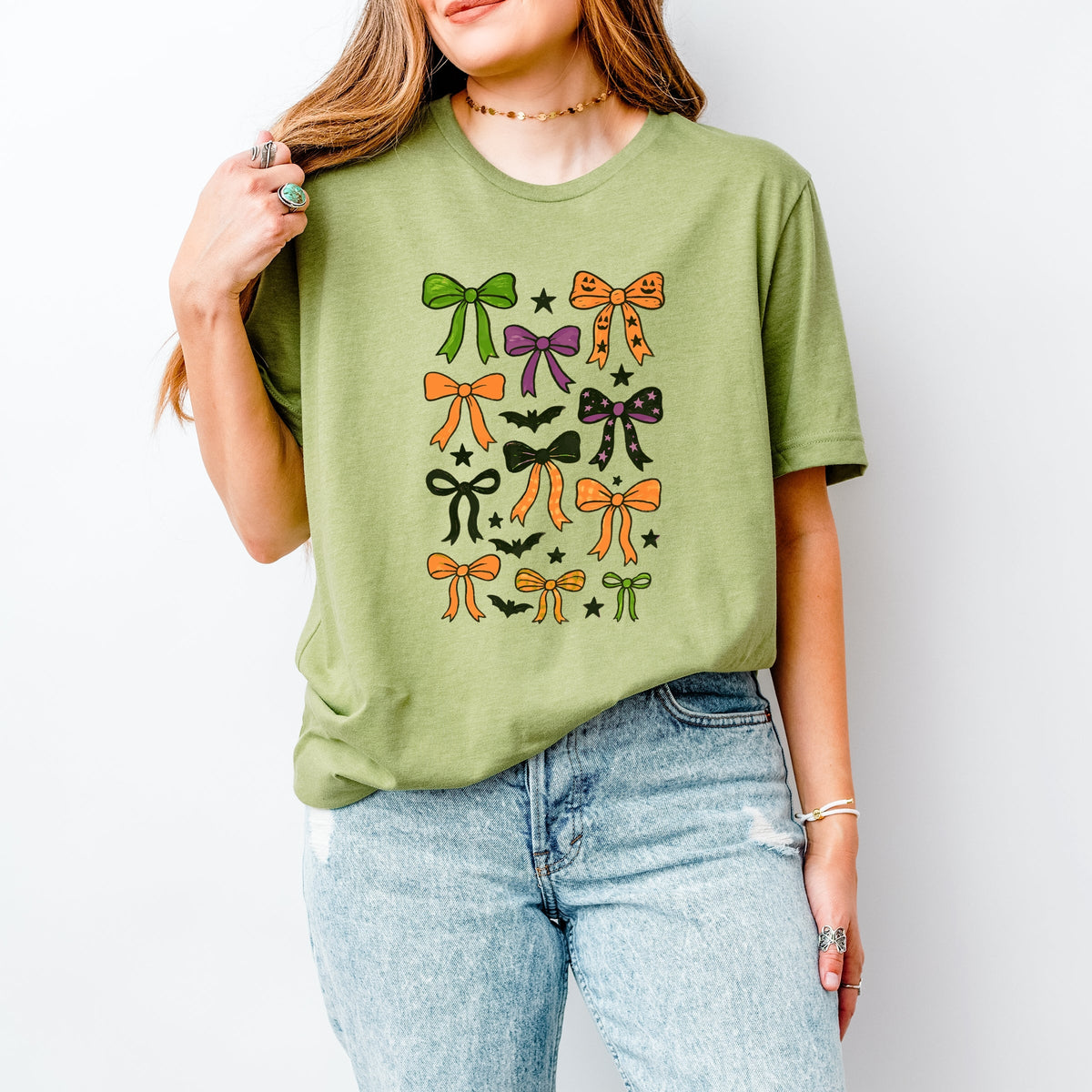 Coquette Colorful Halloween Bows - Women's Short Sleeve Graphic T-Shirt