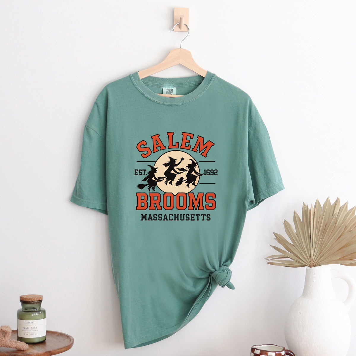 Salem Brooms Massachusetts - Women's Garment Dyed Graphic T-Shirt