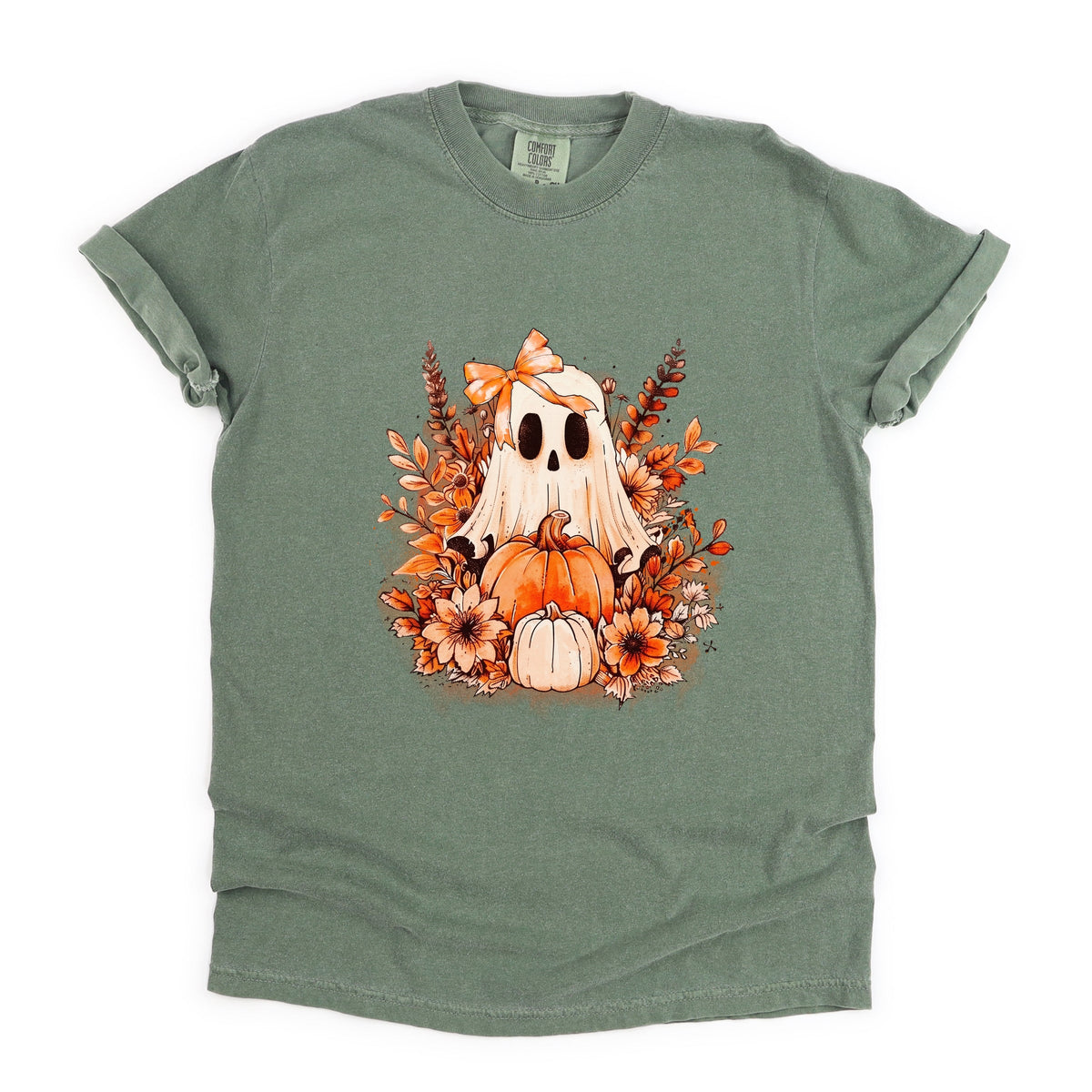 Girl Ghost Floral - Women's Garment Dyed Graphic T-Shirt