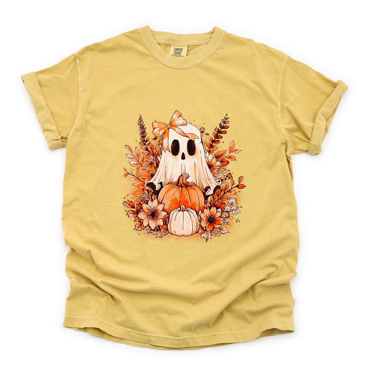 Girl Ghost Floral - Women's Garment Dyed Graphic T-Shirt