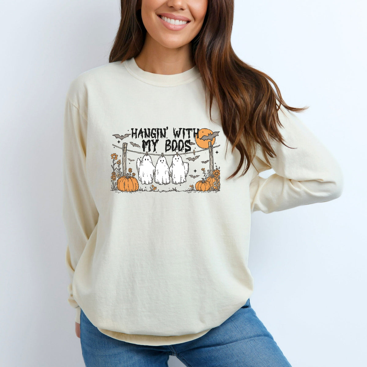 Hangin' With My Boos - Garment Dyed Long Sleeve