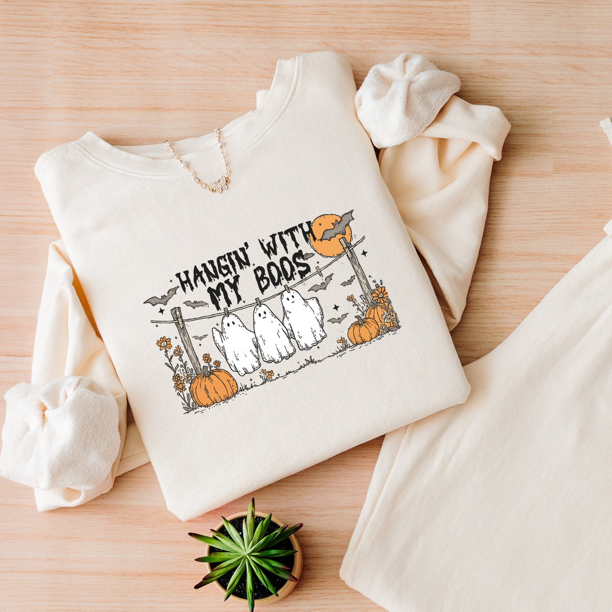 Hangin' With My Boos - Lightweight Garment Dyed Sweatshirt