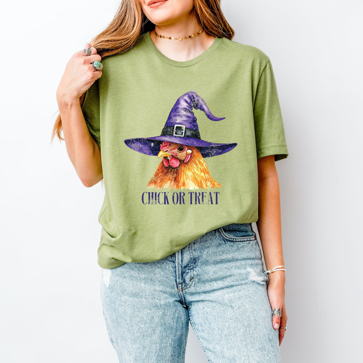 Chick Or Treat Watercolor Distressed - Women's Short Sleeve Graphic T-Shirt