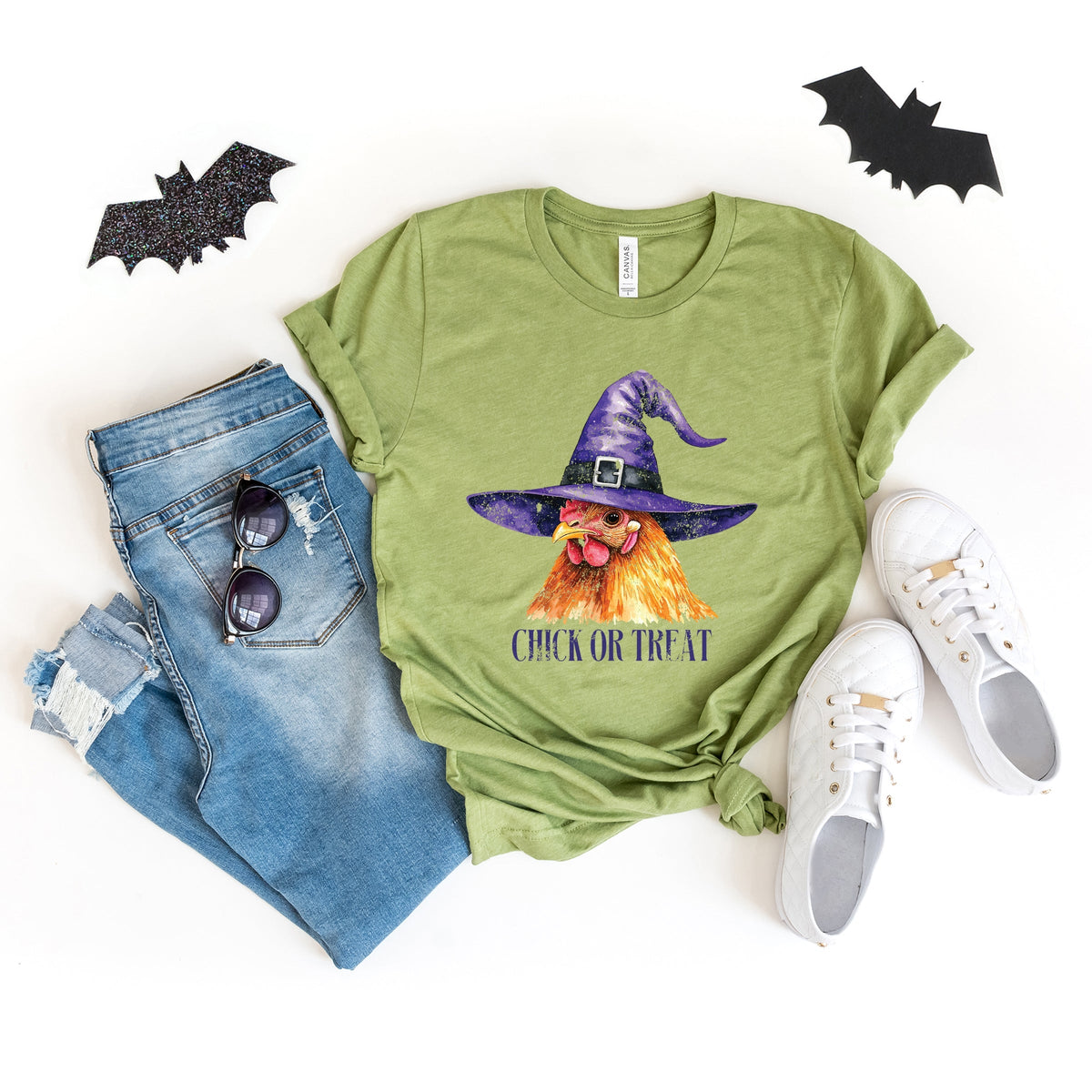 Chick Or Treat Watercolor Distressed - Women's Short Sleeve Graphic T-Shirt