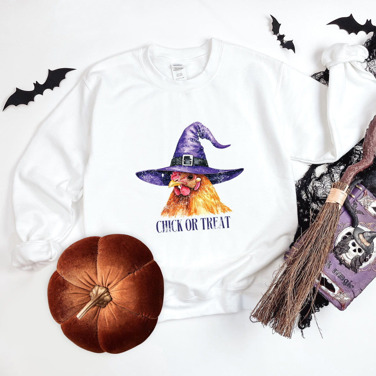 Chick Or Treat Watercolor Distressed - Women's Graphic Sweatshirt
