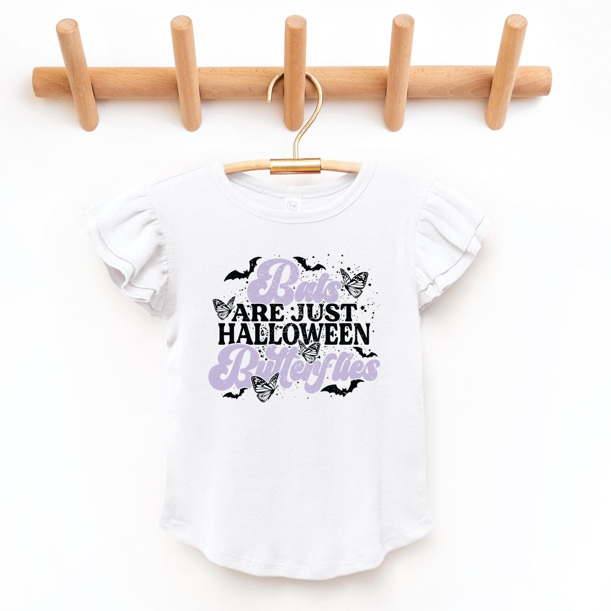 Bats Are Just Halloween Butterflies - Flutter Sleeve Graphic T-Shirt