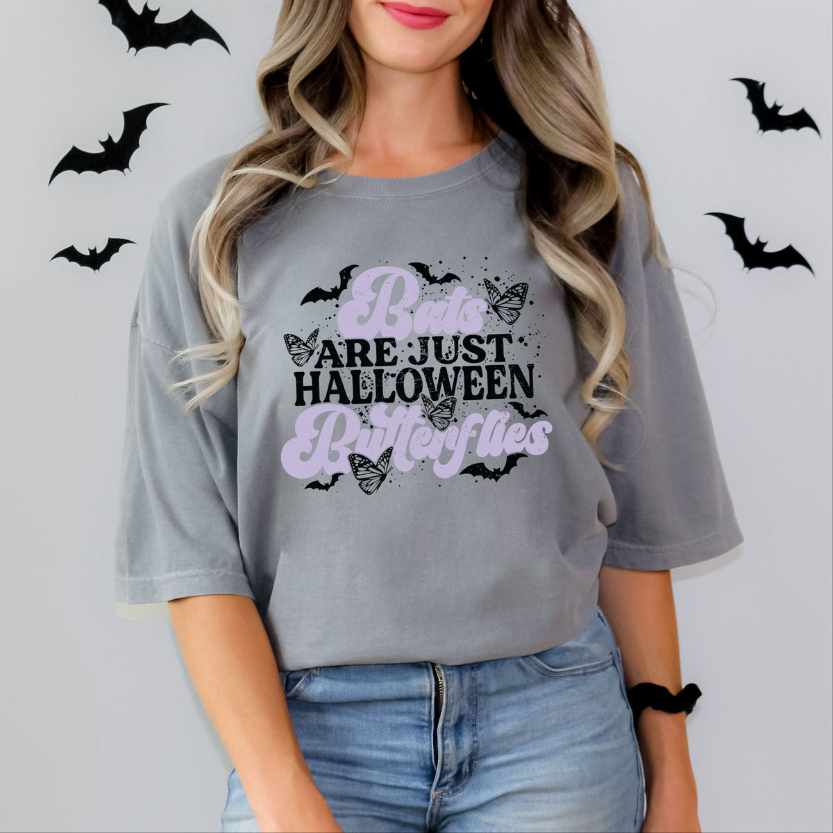 Bats Are Just Halloween Butterflies - Women's Garment Dyed Tee