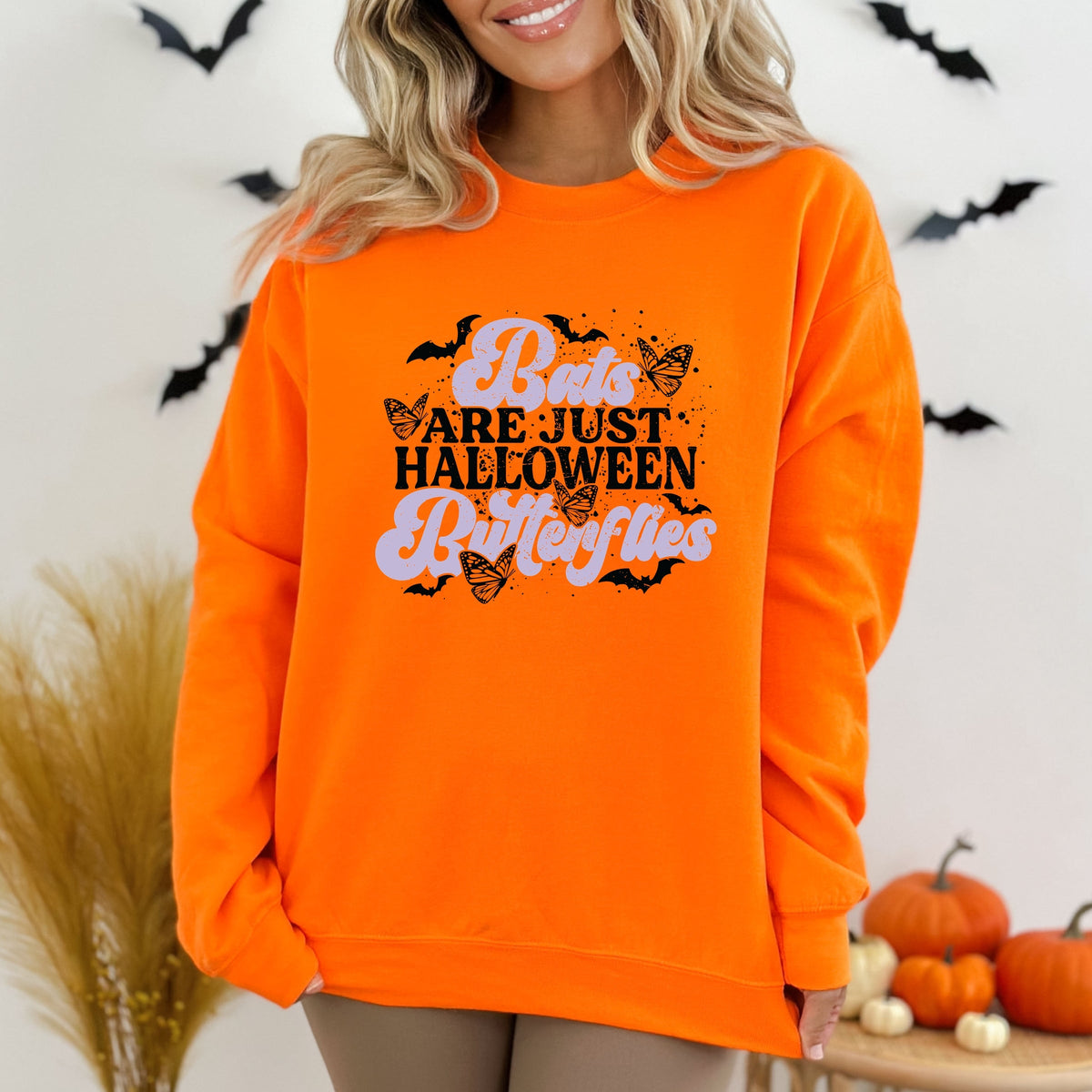 Bats Are Just Halloween Butterflies -  Womens Sweatshirt