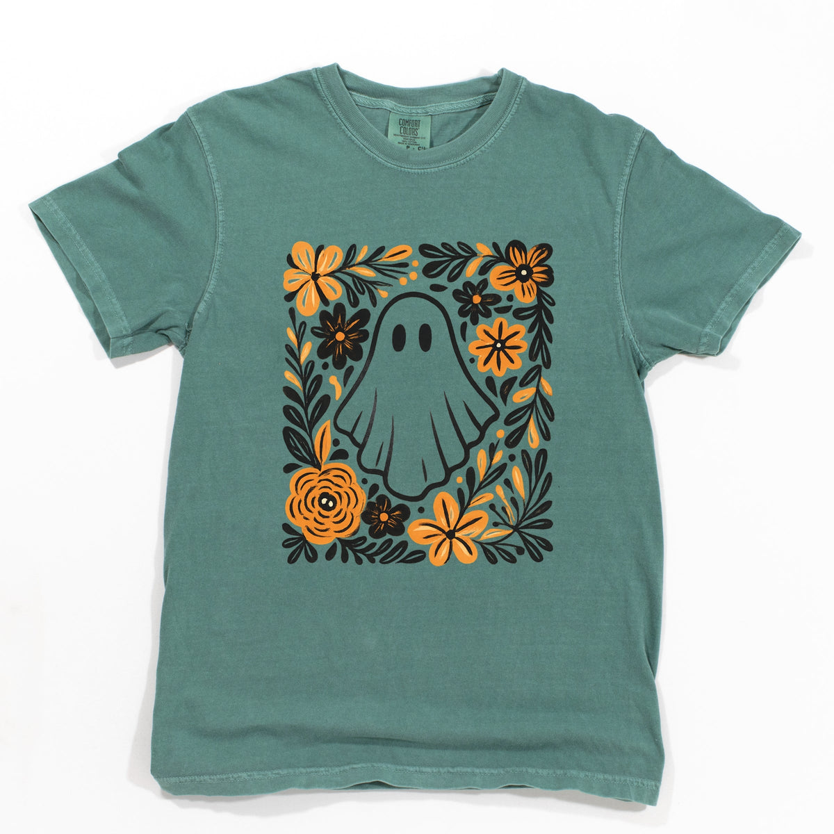 Ghost Floral Orange - Women's Garment Dyed Tee