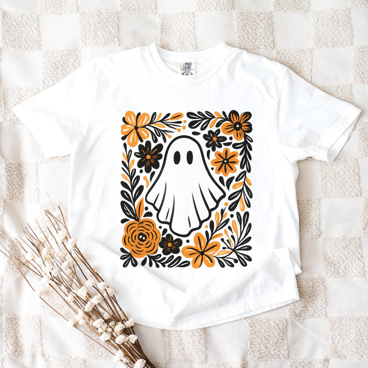 Ghost Floral Orange - Women's Garment Dyed Tee