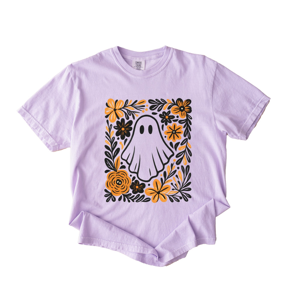 Ghost Floral Orange - Women's Garment Dyed Tee