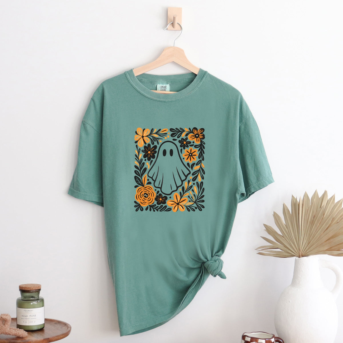 Ghost Floral Orange - Women's Garment Dyed Tee