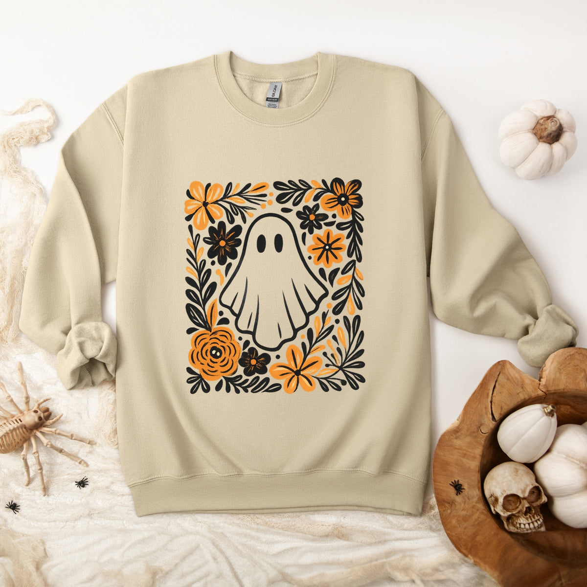 Ghost Floral Orange - Women's Sweatshirt