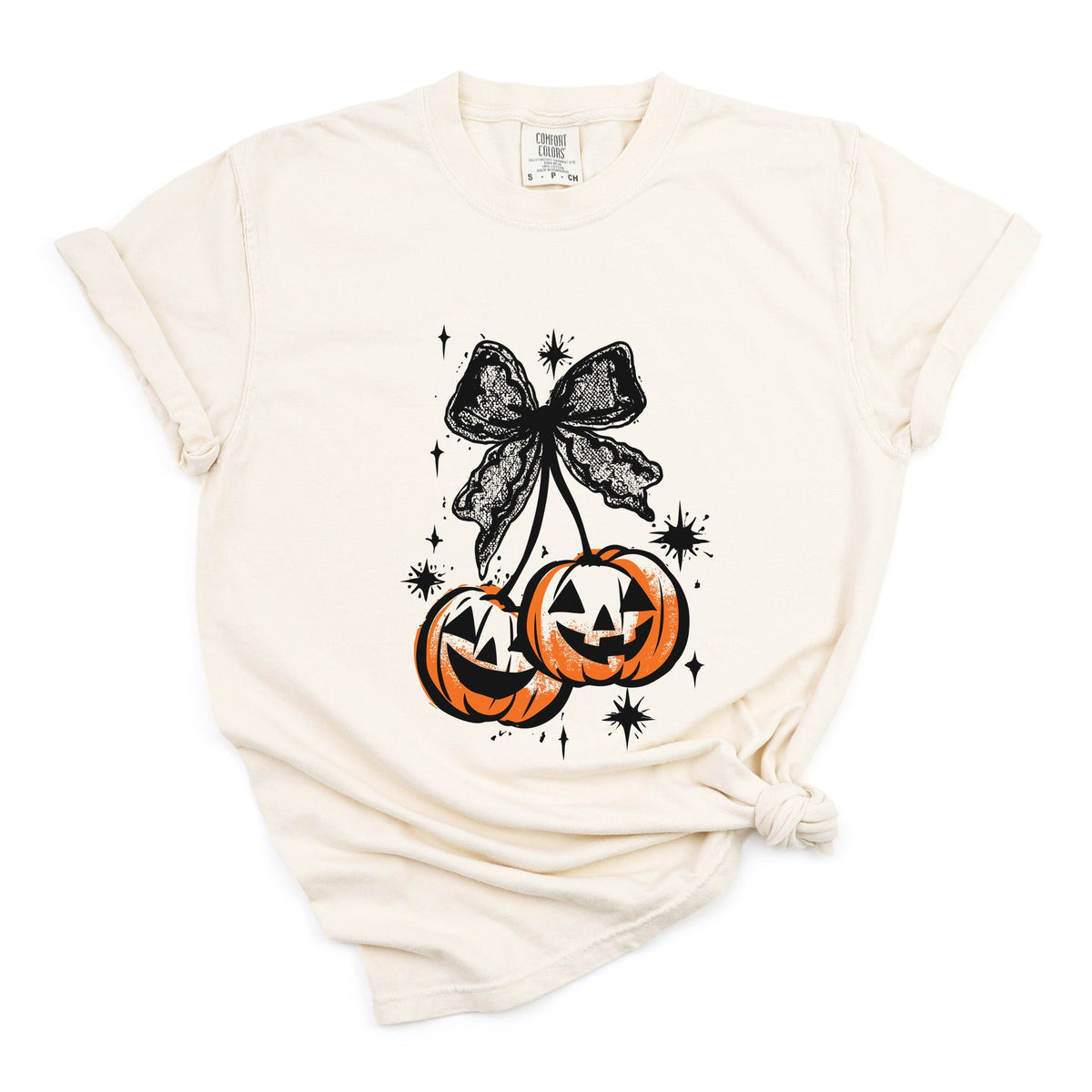 Coquette Pumpkin Cherries - Women's Garment Dyed Tee