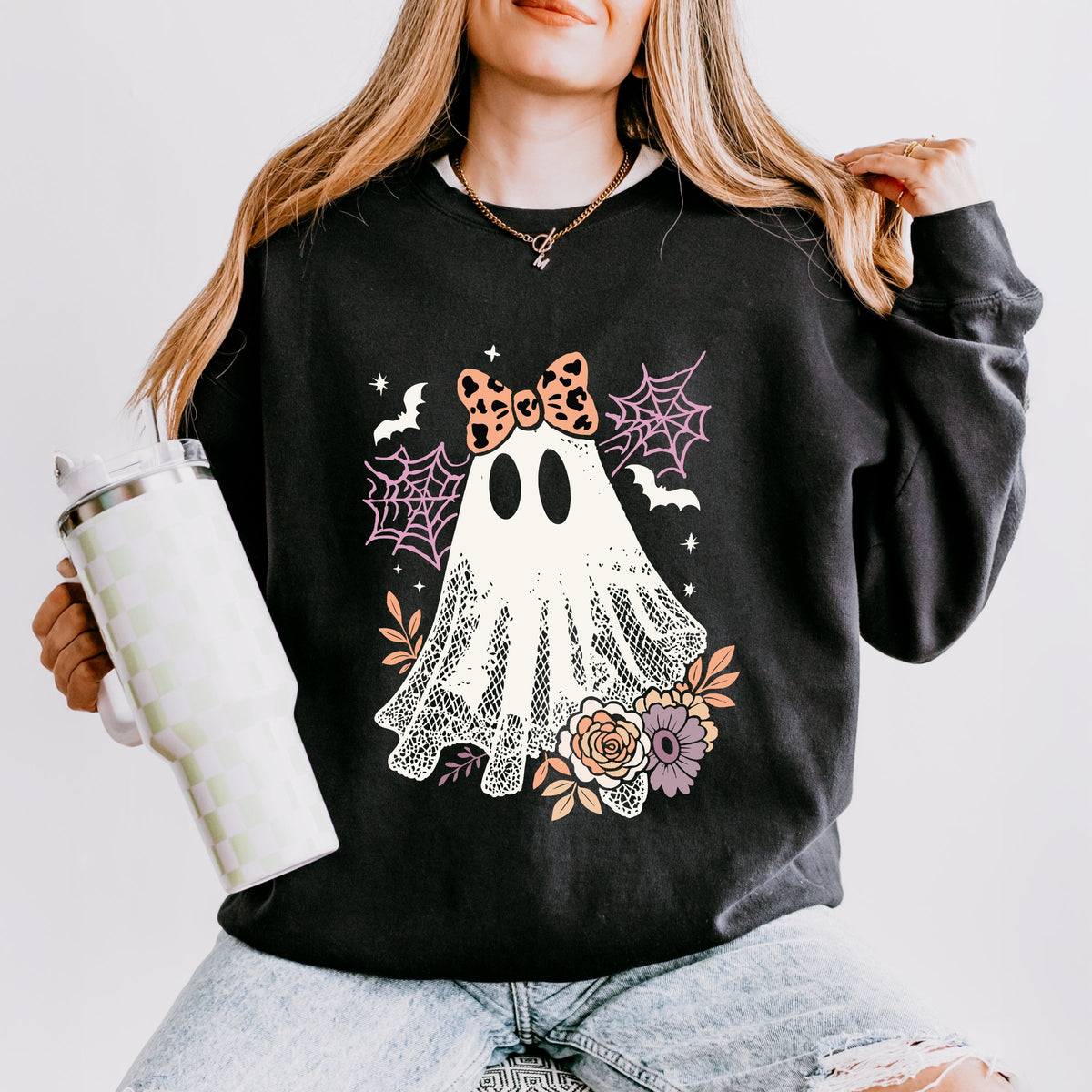Coquette Ghost Roses - Women's Lightweight Garment Dyed Sweatshirt