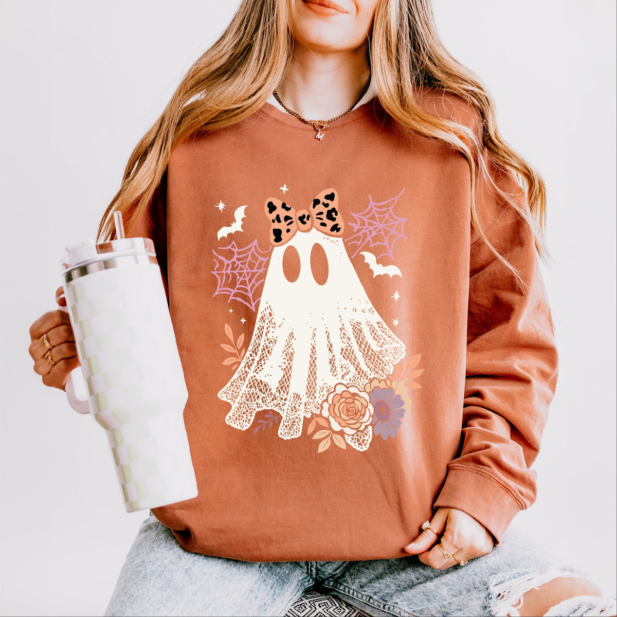 Coquette Ghost Roses - Women's Lightweight Garment Dyed Sweatshirt