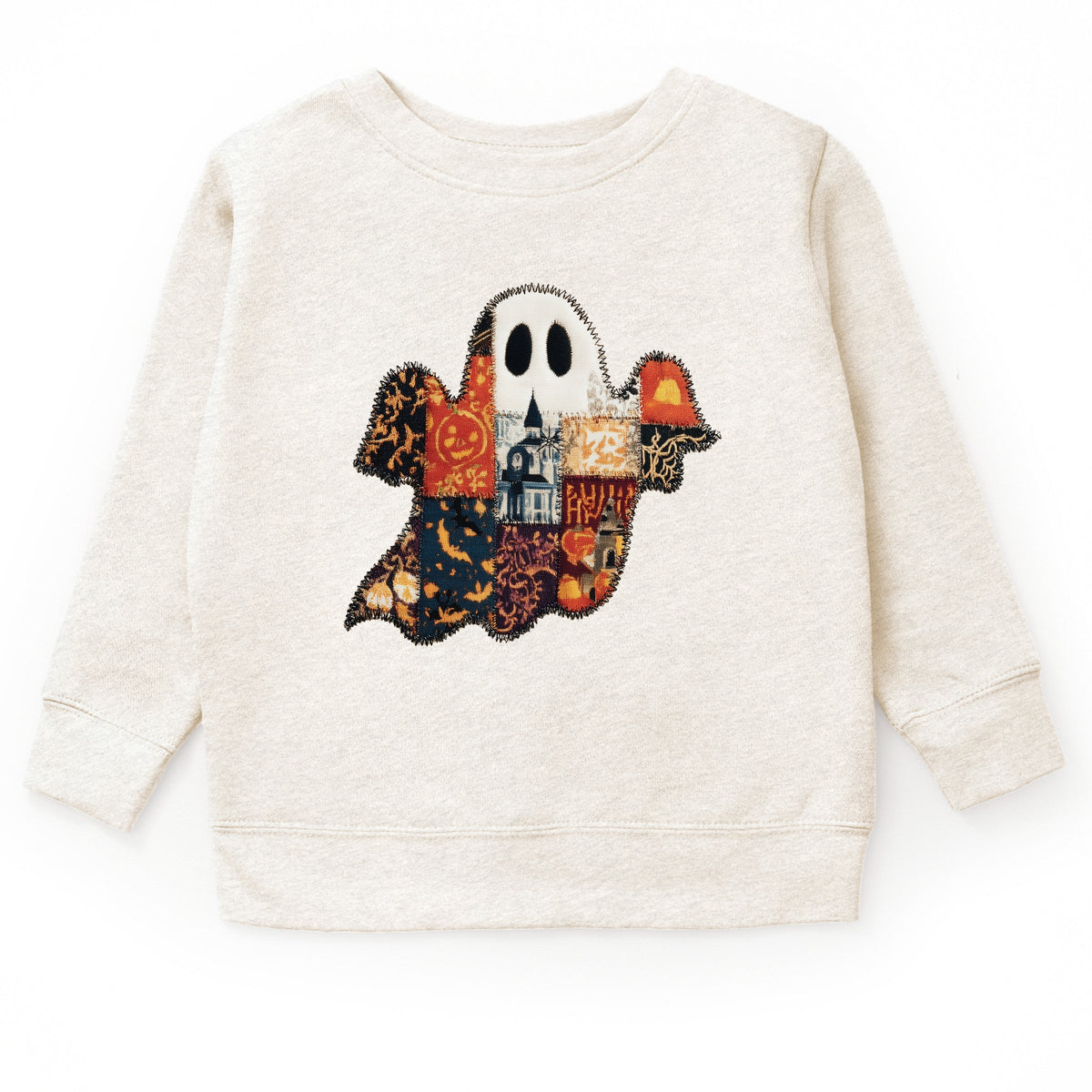Patchwork Ghost Printed - Toddler Graphic Sweatshirt and Youth Graphic Sweatshirt