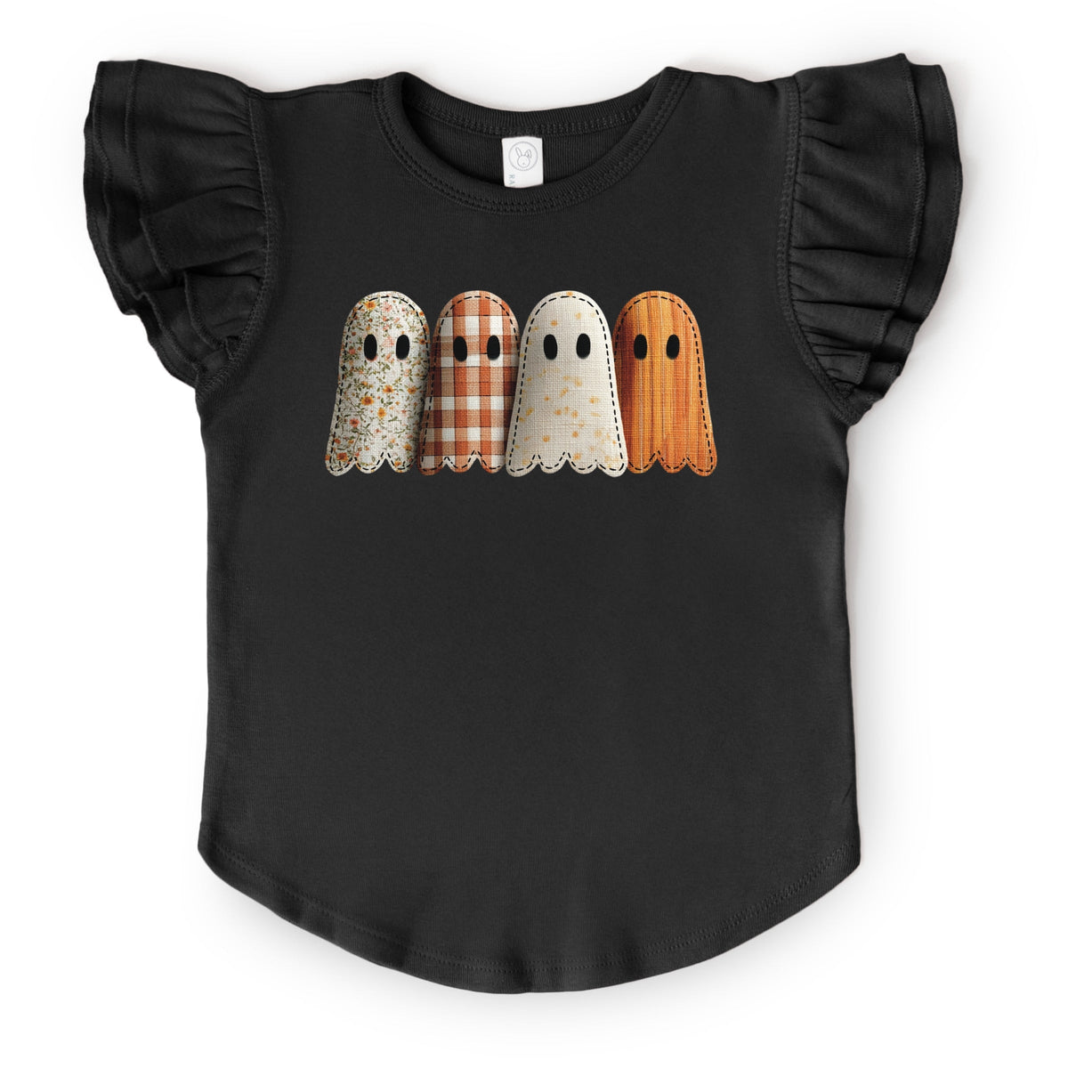 Four Ghosts Shadow Quilted Printed - Flutter Sleeve Graphic T-Shirt