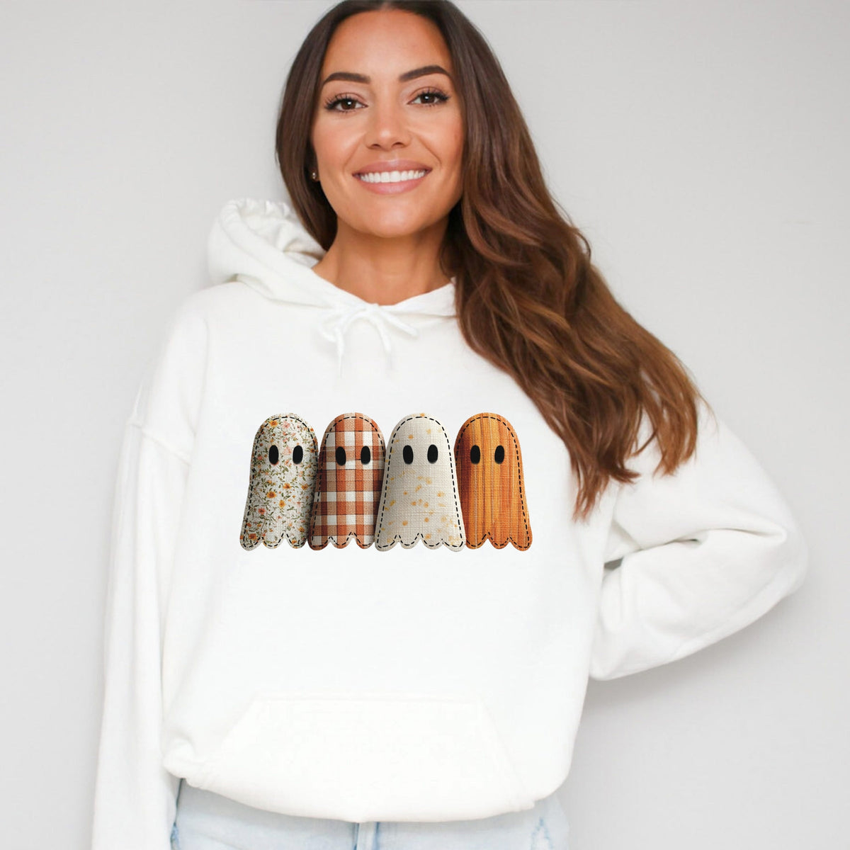 Four Ghosts Shadow Quilted Printed - Womens Hoodie