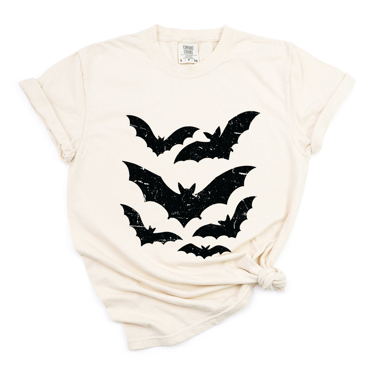 Halloween Bats Distressed - Womens Garment Dyed Tee