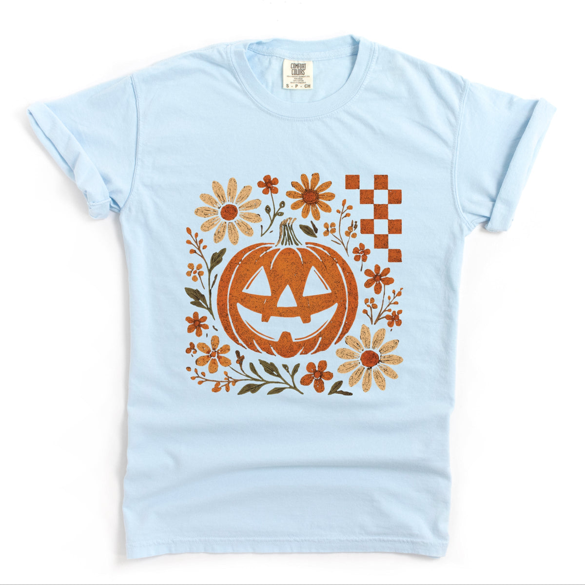 Pumpkin Floral Grunge - Garment Dyed Tee