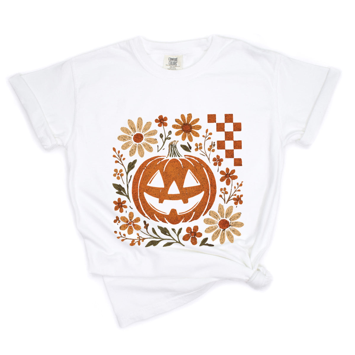Pumpkin Floral Grunge - Garment Dyed Tee