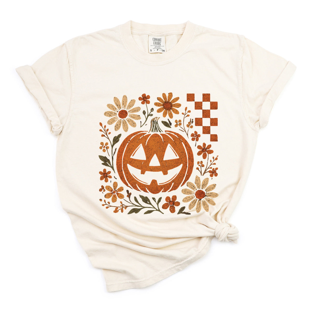 Pumpkin Floral Grunge - Garment Dyed Tee