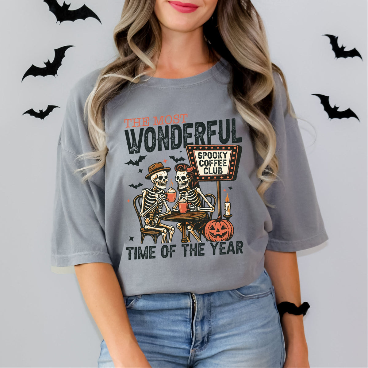 Halloween Wonderful Time of the Year Skeletons - Garment Dyed Tee