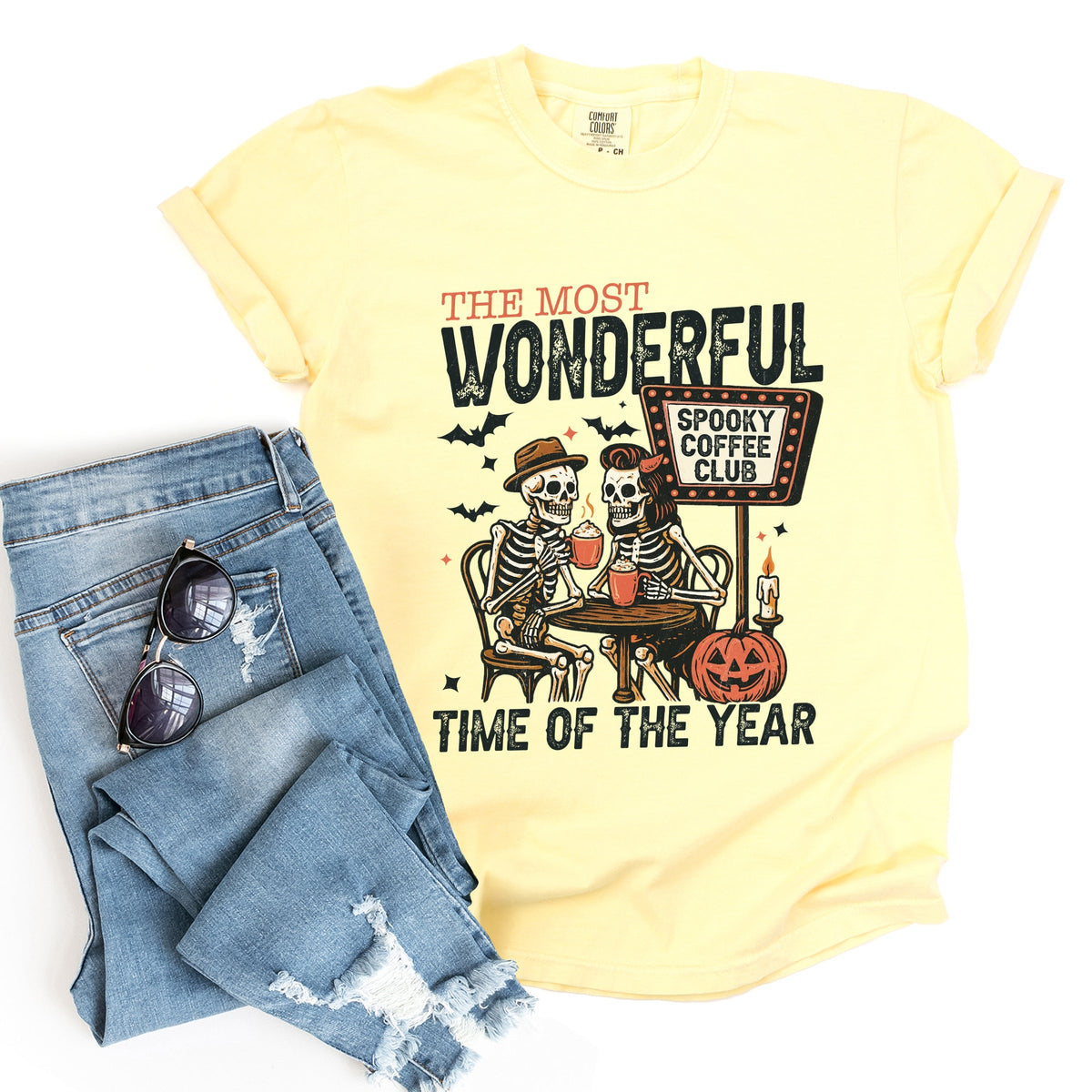 Halloween Wonderful Time of the Year Skeletons - Garment Dyed Tee